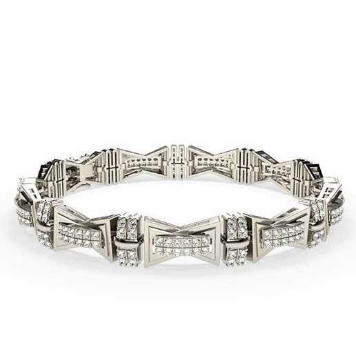 Natürlicher kleiner Rundschliff 7.50 Ct. Aus der Erde Abgebauter Natürlicher Diamanten Herrenarmband 14K Wg Neu