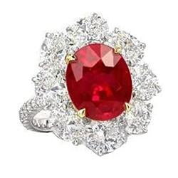 Natürlicher ovaler Rubin mit Diamanten 6,10 ct Ehering Gold 14K - harrychadent.de