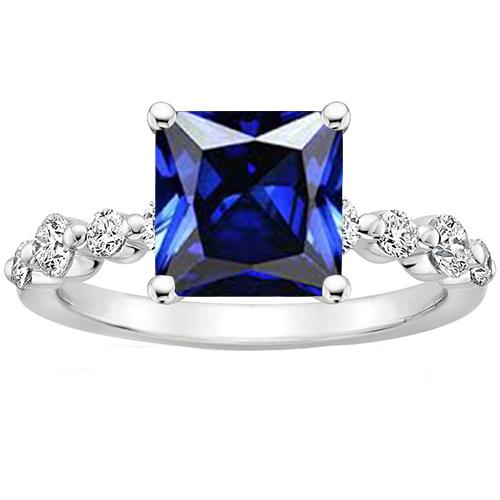 Neu Gold Princess Cut Natürlicher Blauer Saphir Mit Akzenten Ring 4 Karat - harrychadent.de