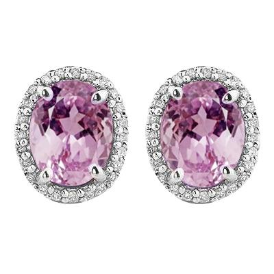 Neu Oval Cut Kunzit & Diamant Ohrstecker Weißgold 30.48 Karat - harrychadent.de