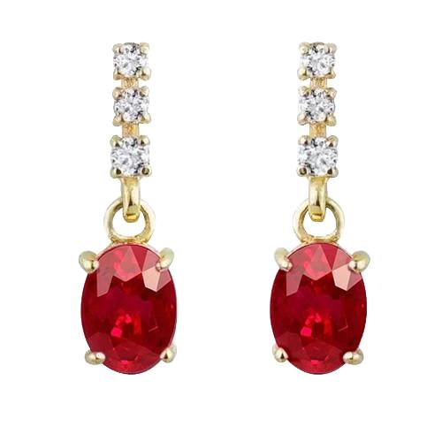 Ohrringe Lady Ohrhänger aus 14 Karat Gelbgold 9,50 Karat Rubin und Diamanten - harrychadent.de