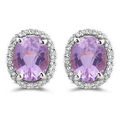 Ohrstecker aus rosa Kunzit und Diamant im Ovalschliff 30.48 Karat - harrychadent.de