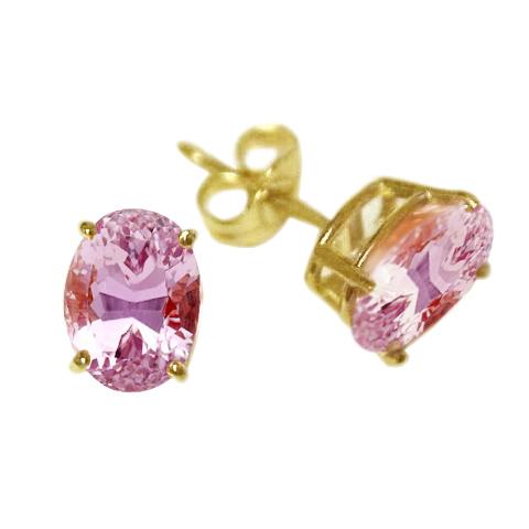 Oval Cut 30 Kt Rosa Kunzit Damen Ohrstecker Gelbgold 14K - harrychadent.de