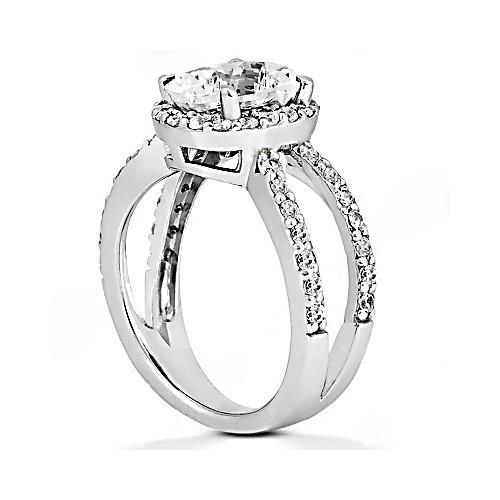 Oval Cut Aus der Erde Abgebauter Natürlicher Diamant Verlobungsring Damen Halo Ring 1,66 Karat Weißgold
