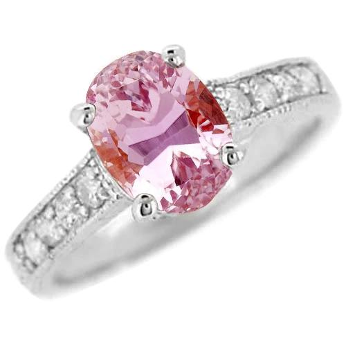 Oval Cut Pink Kunzit und Diamant Ring Weißgold 14K 10.50 Ct - harrychadent.de