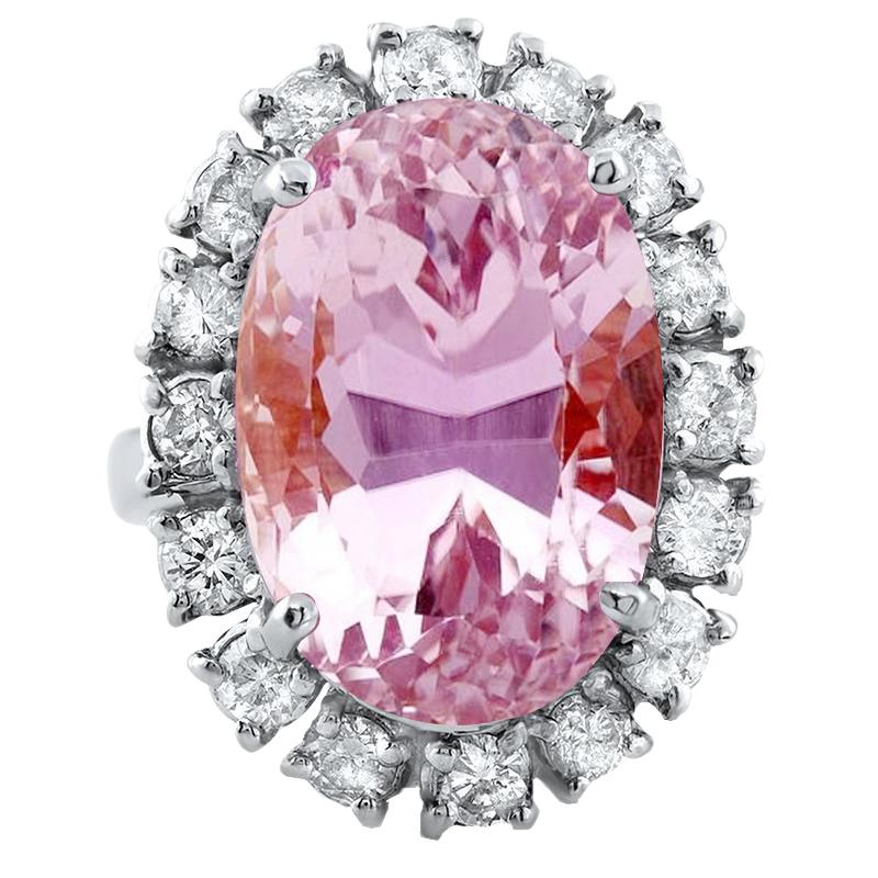 Oval Cut Pink Kunzit und runder Diamant Ring Goldschmuck 22 Ct - harrychadent.de