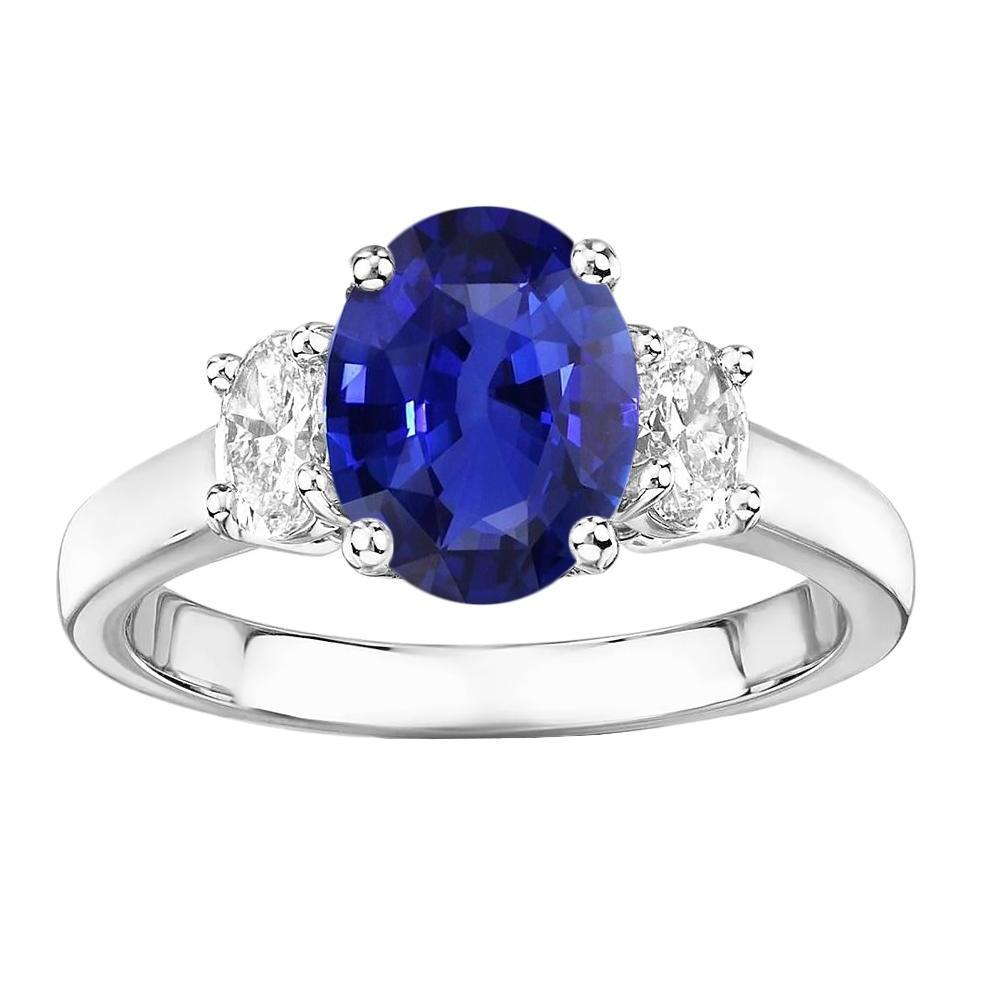 Oval Diamant 3 Steine Ring Weißgold Ceylon Saphir Edelstein 5 Karat - harrychadent.de