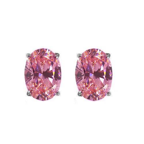 Ovale Form Rosa Saphir 3 Karat Lady Ohrstecker Weißgold 14K - harrychadent.de