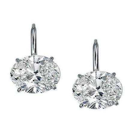 Ovale Tropfen-Ohrringe Gold-Solitär-Diamant 2 Ct