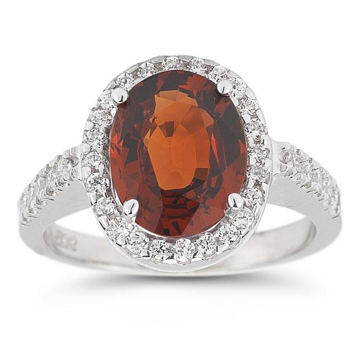 Ovaler Granat aus 14 Karat Weißgold mit Diamanten 13,25 Ct Ehering - harrychadent.de