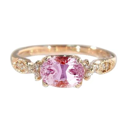 Ovaler Kunzit mit runden Diamanten 20.50 Karat Ehering Gold 14K - harrychadent.de