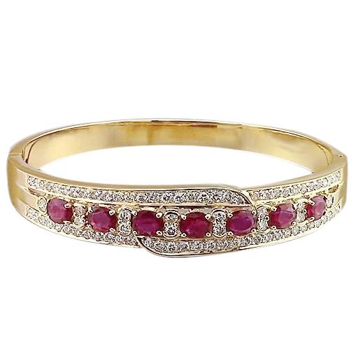 Ovaler Rubin-Diamant-Armreif 20 Karat Gelbgold 14K - harrychadent.de