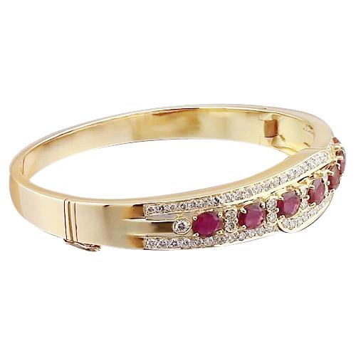 Ovaler Rubin-Diamant-Armreif 20 Karat Gelbgold 14K - harrychadent.de