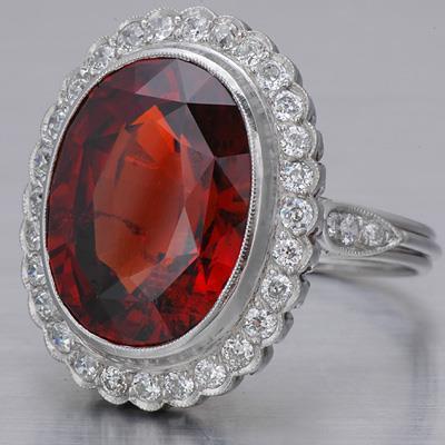 Ovalschliff 20 Karat natürlicher Granat mit Diamanten Ring Gold Weiß 14K - harrychadent.de