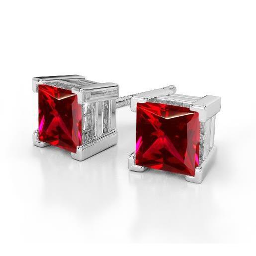 Princess Cut 10 Karat Krappenset Rubin Ohrstecker Weißgold 14K - harrychadent.de