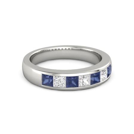 Princess Diamant Blue Sapphire Band 2.50 Karat Weißgold 14K - harrychadent.de