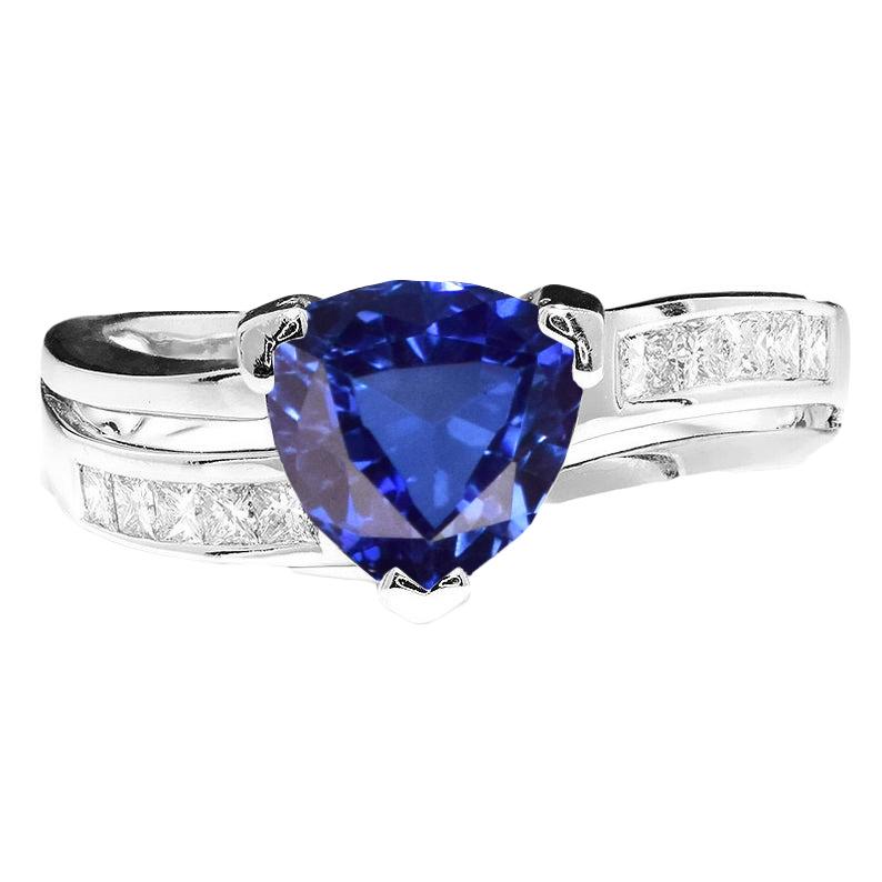 Princess Diamant Trillion Saphir Ring 2,50 Karat Weißgold 14K - harrychadent.de