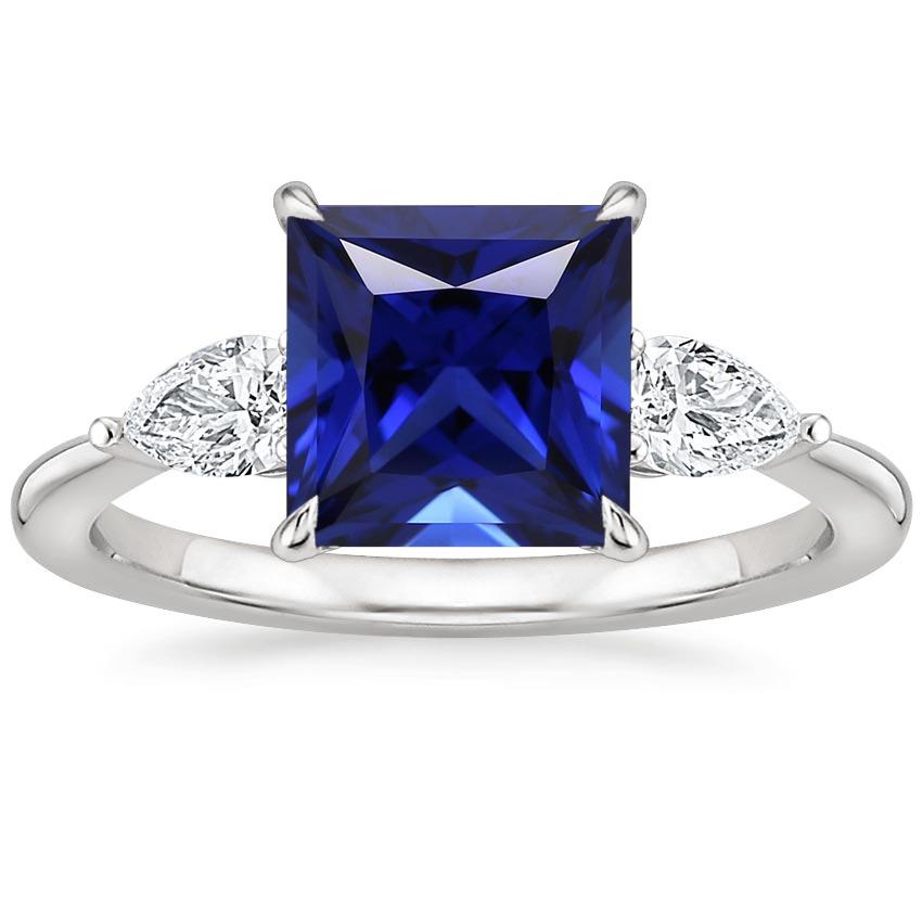 Princess Three Stone Sri Lanka Saphir und Diamant 5,50 Karat - harrychadent.de
