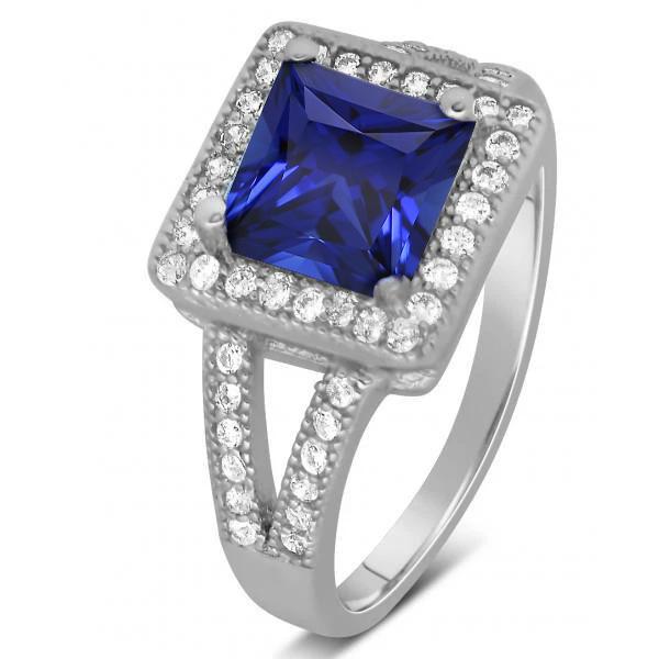 Prinzessin Rundschnitt Sri Lanka Saphir Aus der Erde Abgebauter Natürlicher Diamant Ring 3.56 Karat WG 14K