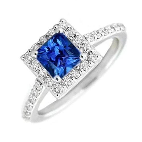 Prinzessin Sri Lanka Saphir Aus der Erde Abgebauter Natürlicher Diamantring 2.25 Karat Weißgold 14K