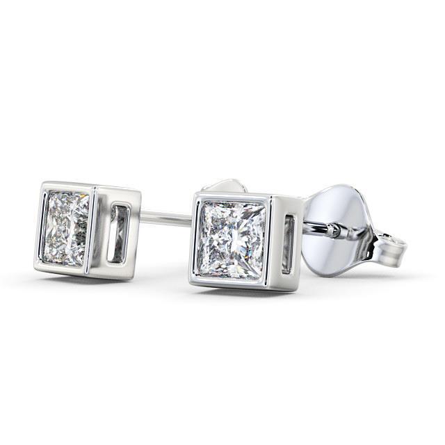 Prinzessinnenschnitt Aus der Erde Abgebauter Natürlicher Diamant Ohrstecker Lünette Set 1.70 Karat Weißgold 14K