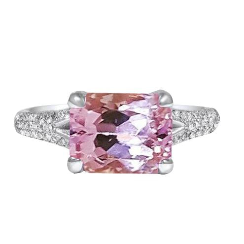 Radiant Cut Kunzit mit runden Diamanten 17,90 Karat Ring 14K Gold - harrychadent.de