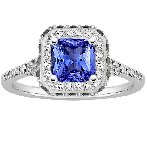 Radiant Halo Ceylon Saphir Diamantring 3,50 Karat Weißgold - harrychadent.de