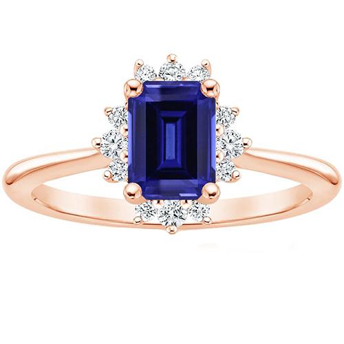 Ring im Blumenstil Ceylon Saphir & Diamant 4 Karat Smaragdschliff - harrychadent.de