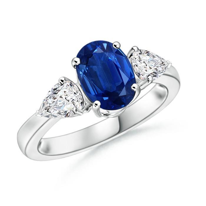 Ring mit Saphir und Diamanten im Oval- und Birnenschliff von 3,50 Karat Weißgold 14 Karat - harrychadent.de