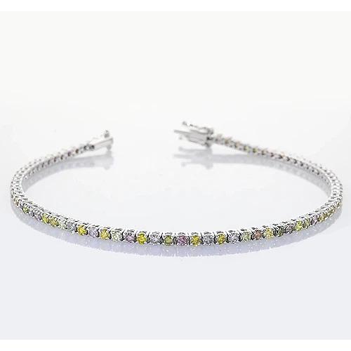 Rosa, Gelb, Grün & Weißer Saphir Tennisarmband Prong 4 Karat - harrychadent.de
