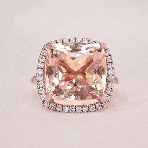 Rosa Kissen Morganit Aus der Erde Abgebauter Natürlicher Diamant-Ehering