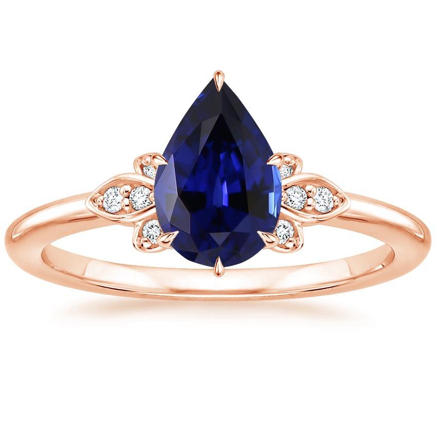 Roségold Diamant Verlobungsring Birnenschliff Ceylon Saphir 7,25 Karat - harrychadent.de