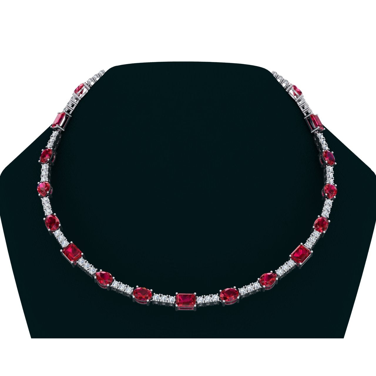 Roter Rubin-Diamant-Halskette 46,50 Karat Edelsteinschmuck