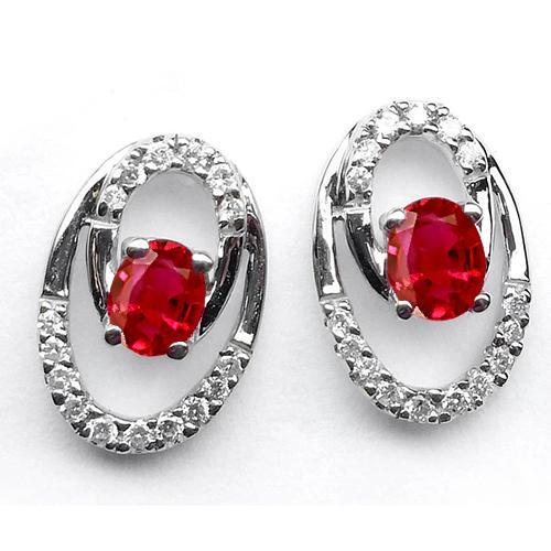 Roter Rubin & Halo Aus der Erde Abgebauter Natürlicher Diamant Damen Ohrstecker 7,20 Karat Weißgold 14K