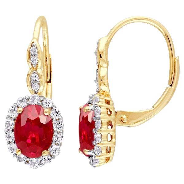Roter Rubin Leverback 7,90 Karat Halo-Ohrstecker Gelbgold 14K - harrychadent.de