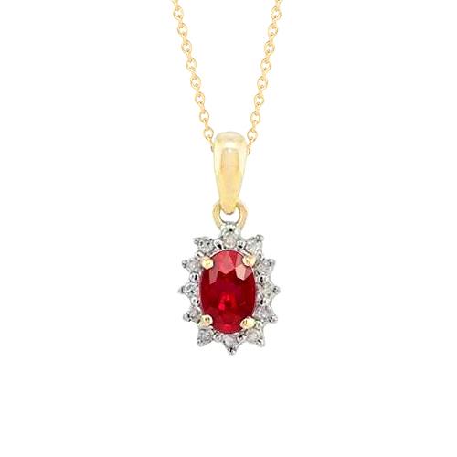 Roter Rubin mit Aus der Erde Abgebauter Natürlicher Diamanten 3.35 Karat Anhänger Halskette Neu