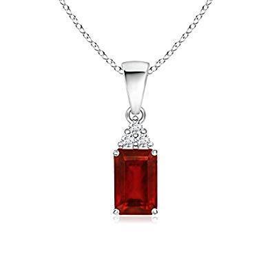 Roter Rubin mit Aus der Erde Abgebauter Natürlicher Diamanten 4.50 Karat Anhänger Halskette Weißgold 14K