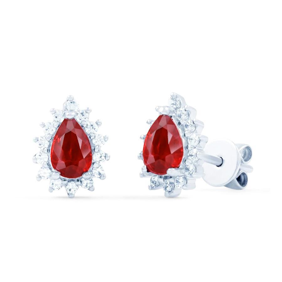 Roter Rubin mit Diamanten 5,10 Karat Lady Studs Halo Ohrringe Gold 14K - harrychadent.de