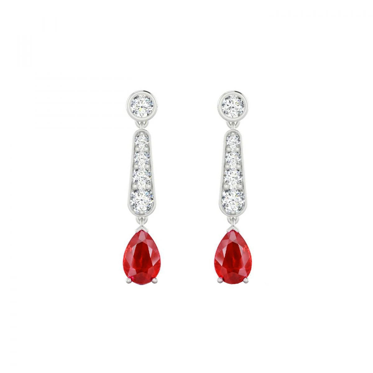 Roter Rubin und Diamanten 10.50 Karat Ohrhänger 14K Weißgold - harrychadent.de