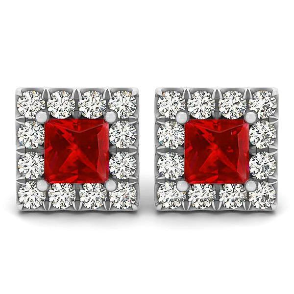 Roter Rubin und Diamanten 6 Karat Ohrstecker 14K Weißgold - harrychadent.de