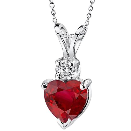 Rubin mit Aus der Erde Abgebauter Natürlicher Diamanten Anhänger Halskette 6,85 Karat Weißgold 14K