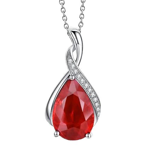 Rubin und Diamanten 9,25 Karat Anhänger Halskette mit Kette 14K WG - harrychadent.de