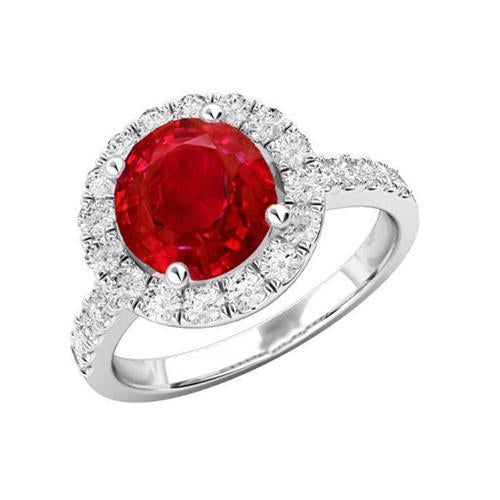 Rubin und Diamanten im Rundschliff 4,50 ct Ehering 14K Weißgold - harrychadent.de