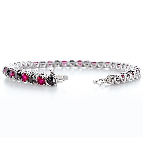 Ruby & Black Diamant Tennisarmband Krappenset 11,70 Karat - harrychadent.de