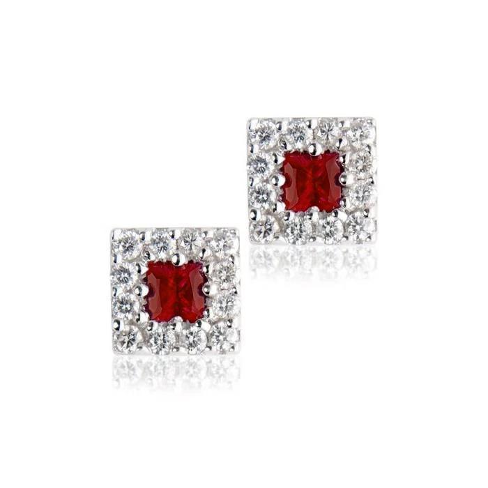 Ruby & Pave Aus der Erde Abgebauter Natürlicher Diamant Halo Ohrstecker Krappenset 3.50 Karat WG 14K