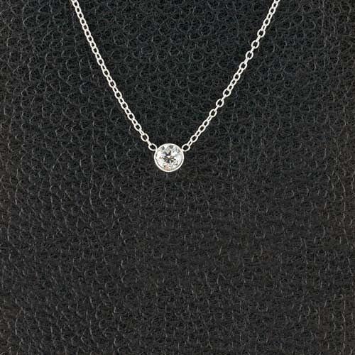 Runde Brillantschliff 1 Karat Aus der Erde Abgebauter Natürlicher Diamant Anhänger Halskette 14K Weißgold