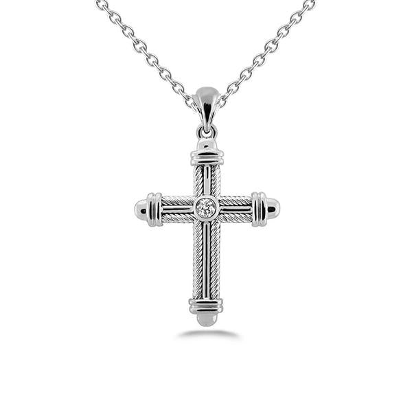 Runde Brillantschliff Aus der Erde Abgebauter Natürlicher Diamant Anhänger Kreuz Halskette 1.0 Karat WG 14K