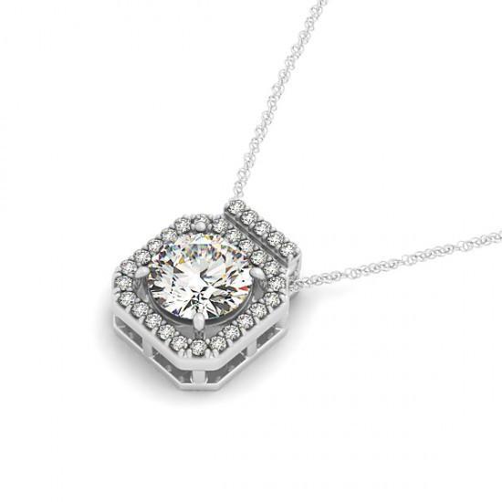Runde Aus der Erde Abgebauter Natürlicher Diamant-Anhänger-Halskette ohne Kette 1,95 Karat Weißgold 14K