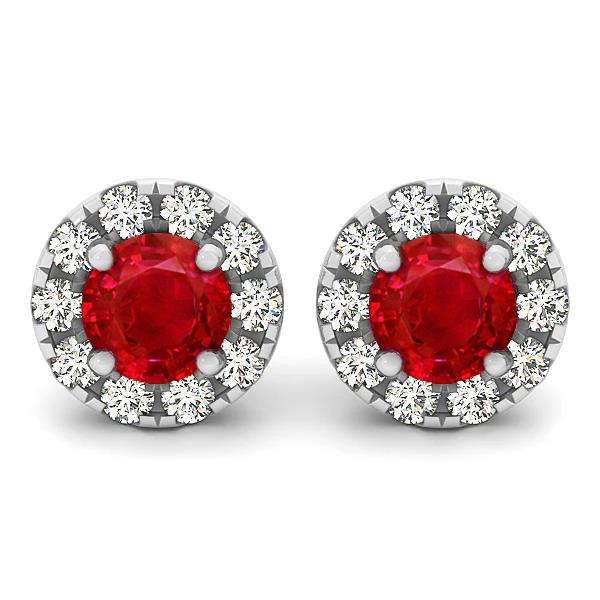 Runder Brillantschliff 7 ct. Rubin mit Diamanten Ohrstecker - harrychadent.de