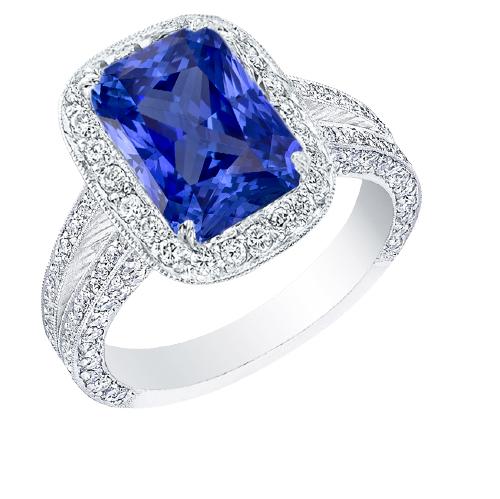 Runder Diamant Halo Radiant Saphir Ring Split Milgrain Schaft 5 Karat - harrychadent.de